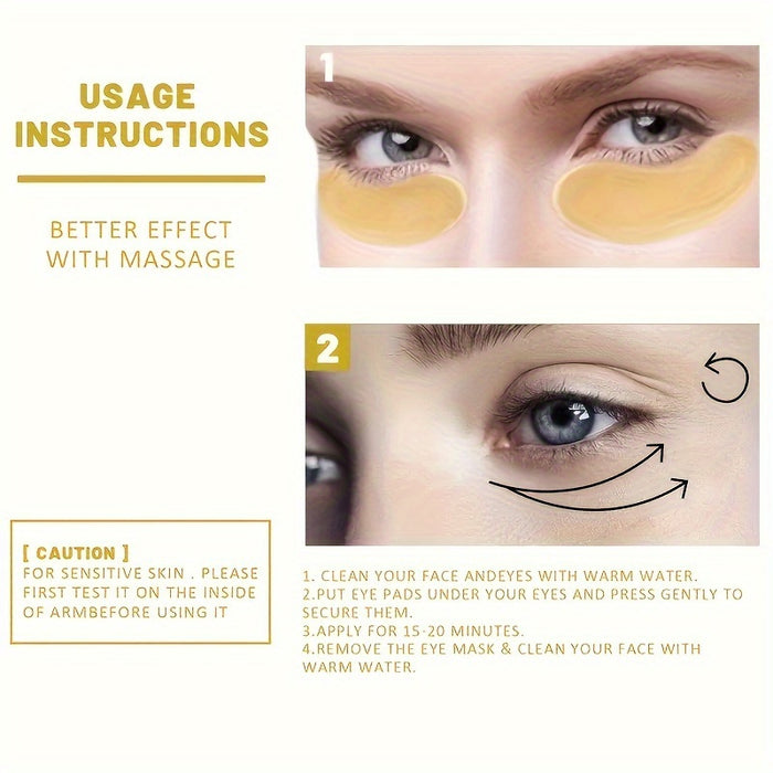 60pcs of Golden Eye Moisturizing Under-Eye Patches, Eye Masks for Firming Skin Care with Collagen And Hyaluronic Acid