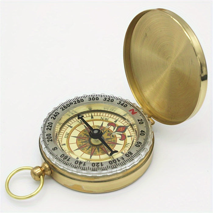 1pc Copper Survival Compass with Glow-in-the-Dark Features - Water-Resistant, Enhanced Visibility for Camping & Hiking - Essential Nighttime Adventure Tool