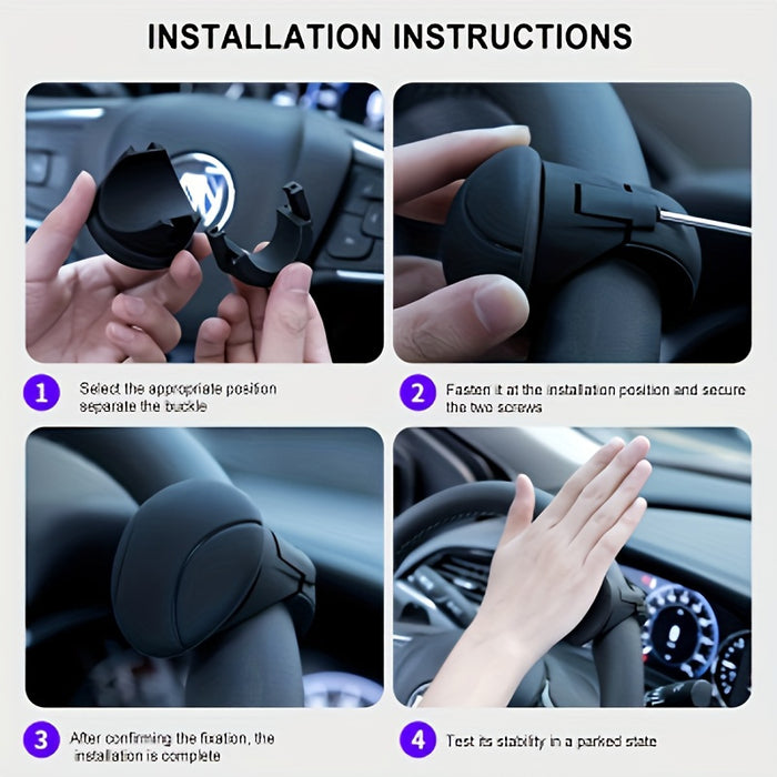 Easy-Grip Silicone Steering Wheel Knob - 360° Smooth Rotation, One-Hand Operation with Built-in Metal Bearing & Non-Slip Grip