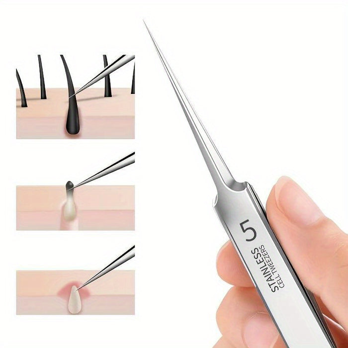 1pc Extra Fine No. 5 Cellular Acne Blackhead Tweezers - Facial Beauty Remove Acne Needle Tools for Skin Care
