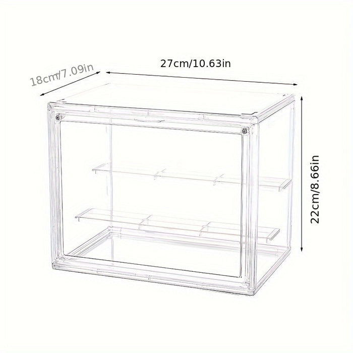 Doll figurine plastic display cabinet, transparent dust-proof collectible Mystery Box storage, multi-purpose storage box with flip cover, desktop storage box for winter