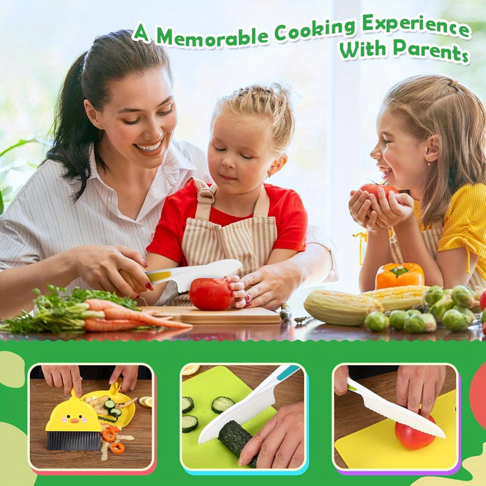 14 Pack of Safe Kids Kitchen Set for Real Cooking, Montessori Kitchen Tools Toys for Girls and Boys 3-10 Years Old