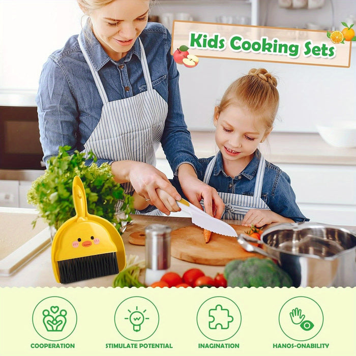 14 Pack of Safe Kids Kitchen Set for Real Cooking, Montessori Kitchen Tools Toys for Girls and Boys 3-10 Years Old