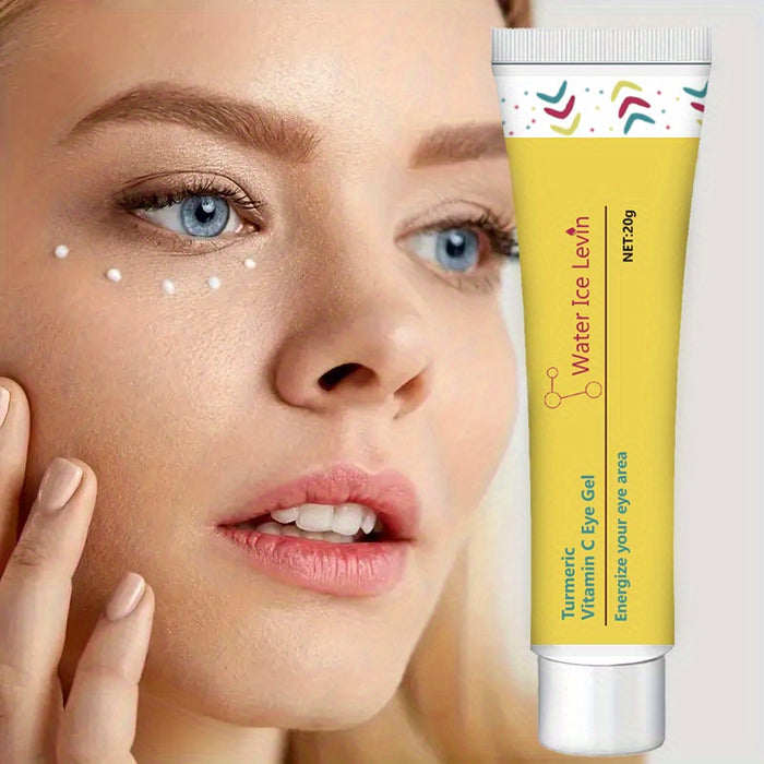 Water Ice Levin Unisex-Adult Eye Gel Cream - Hypoallergenic, Moisturizing with Turmeric, Caffeine, Vitamin C & Glycerin, Reduces Puffiness & Dark Circles