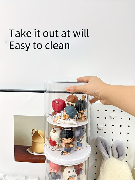 1pc Acrylic Rotating Display Case for Collectible Toys - Perfect for Action Figures & Building Block, Storage Organizer (Action Figure Not Included)