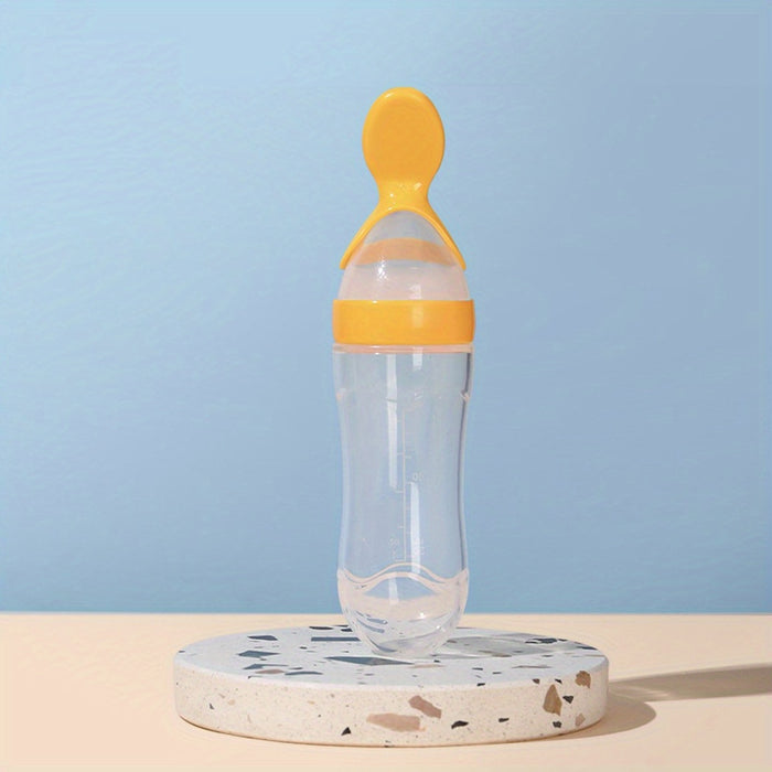 90ml/3oz Baby Silicone Spoon Feeder, Rice Paste Silicone Bottle & Spoon Set, Squeeze Food Feeder For Outside And Home Easter Gift