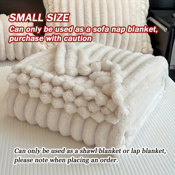 1pc Blanket Soft And Comfortable, Imitation Rabbit Hair Reversible Blanket Thermal Fleece Blanket Nap Blanket Air Conditioning Blanket Office Outdoor Camping Gift Blanket, Suitable For All Seasons
