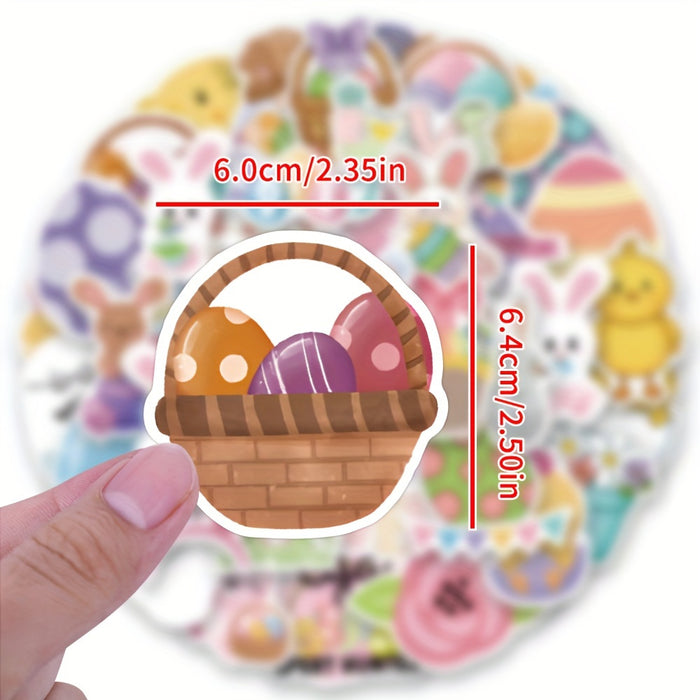 50pcs Easter Egg Stickers Cute Aesthetic Vinyl Waterproof Stickers Decals Scrapbook, Journaling, Laptop, Bumper, Skateboard, Water Bottles, Computer, Phone, Cartoon