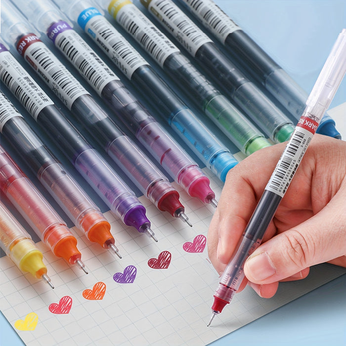 10-pack 10-Pack Quick-Drying Color Neutral Ballpoint Pens - 0.5mm Needle Carbon Pens for Students