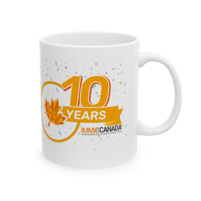 Personalized Celebratory Ceramic Mug, 10 Years Anniversary Gift, Canada Pride Coffee Cup, Birthday Celebration, Festive Drinkware