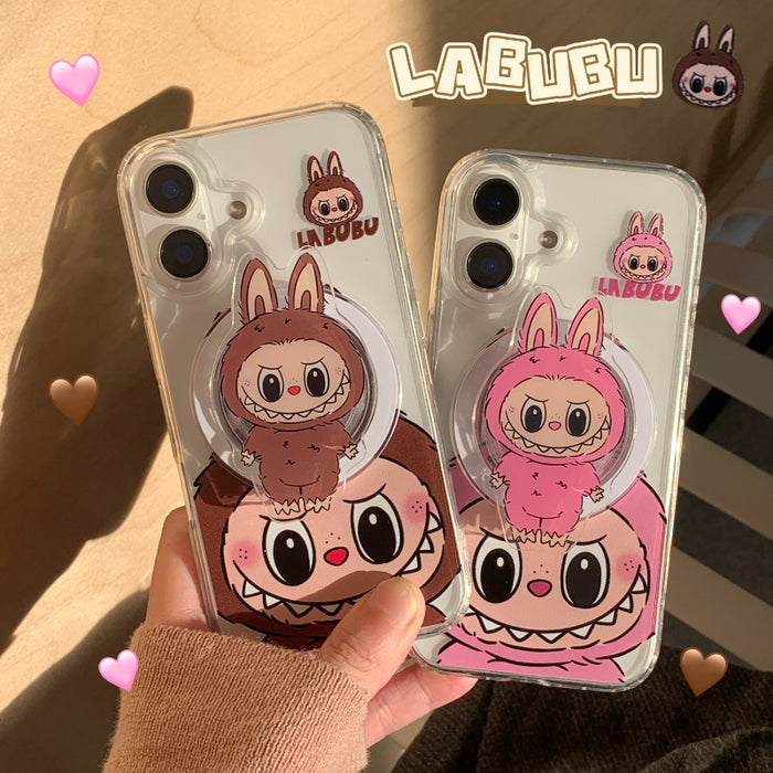 FOR IPHONE 16PORMAX Magnetic Acrylic Labu 15 Mobile Phone Protective Case Simple Magnetic Bracket 14 Protective Case 13 Trendy Men'S And Women'S Mobile Phone Case