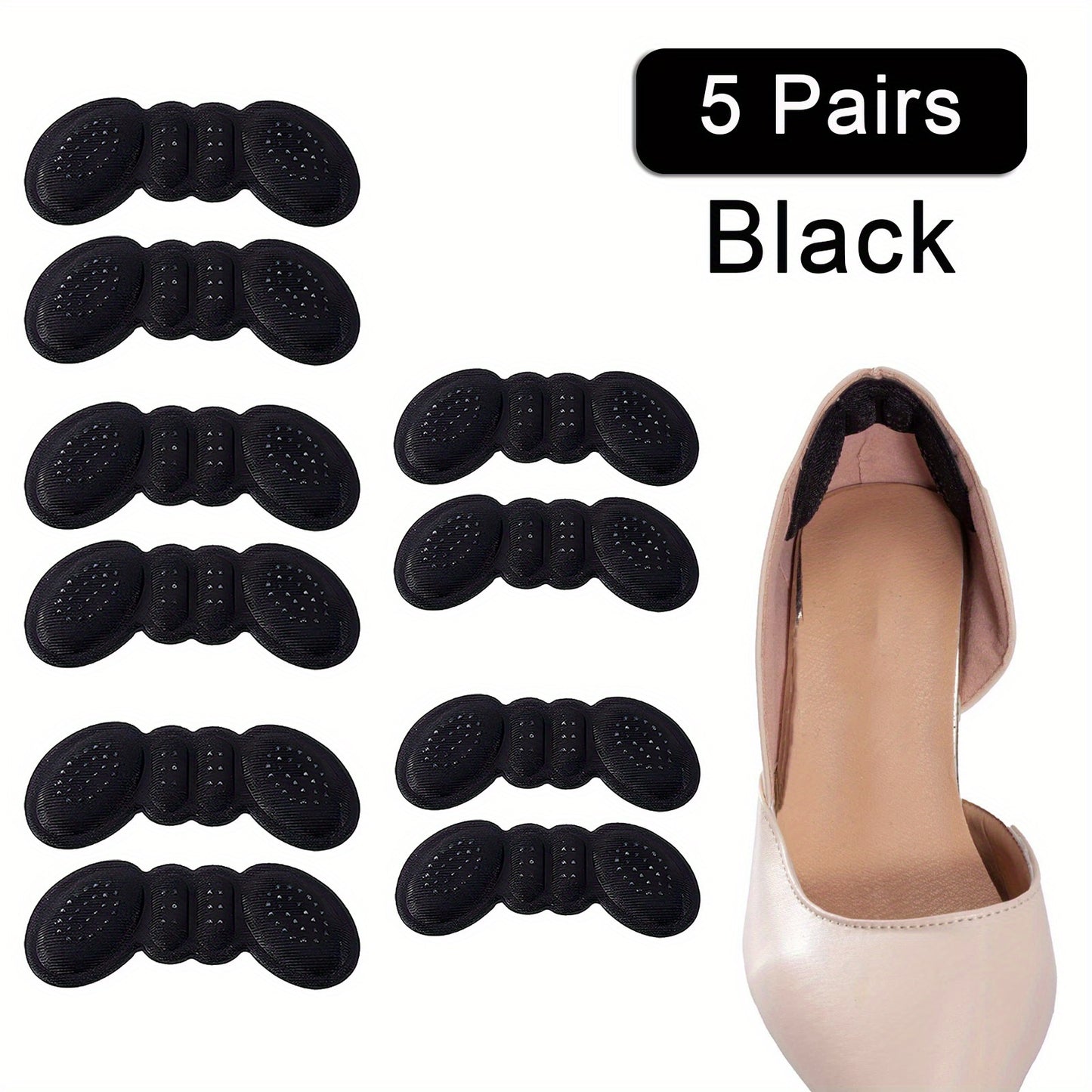 1 Pair/5 Pairs 4D Heel Stickers - Soft Polyester Pads for High Heels, Anti-Slip and Prevents Heel Wear, Invisible Design