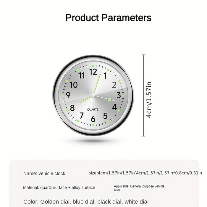 1pc Glow Decorative Clock Car Clock Mini Quartz Analog Car Dashboard Time Stick-On Clock Watch for Car Decoration Exclusive for high-end cars