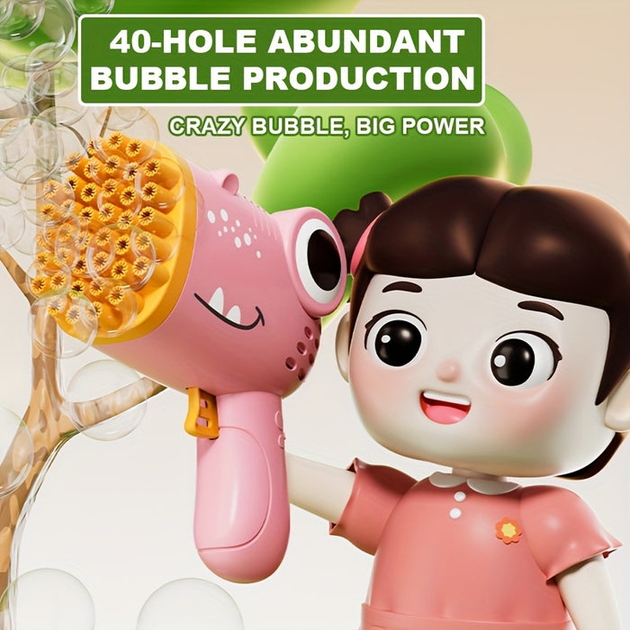 40 Holes Dinosaur Bubble Gun, Outdoor Bubble Machine Toys, Handheld Outdoor Bubble Gun Toys Seaside And Beach Accessories, Can Be Used As An Easter Gift with 10pcs Of Bubble Liquid, Best for Christmas