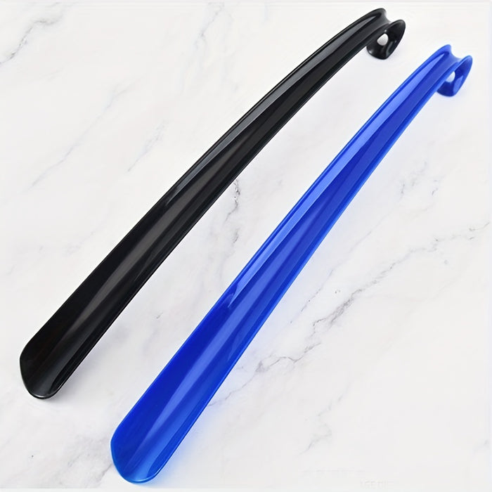 1pc Ergonomic Shoe Horn - 16.54inch Long, Thick Plastic, No-Bend Design for Easy Shoe Wear at Home or Hotel, Blue & Black Options