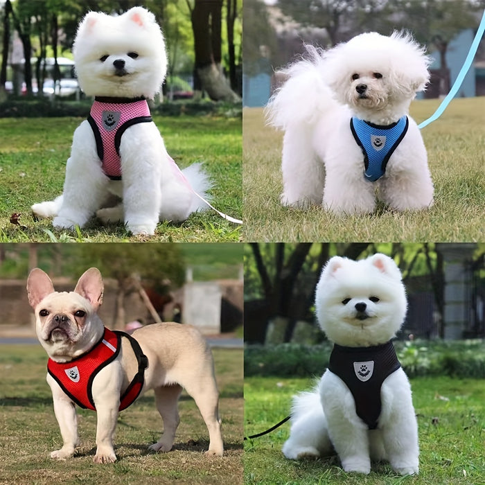 Dog Harnesses Leash, Mesh Cloth Pet Collars, Puppy Breathable Reflective Lead Dog Rope, Adjustable Pet Supplies Christmas Gift