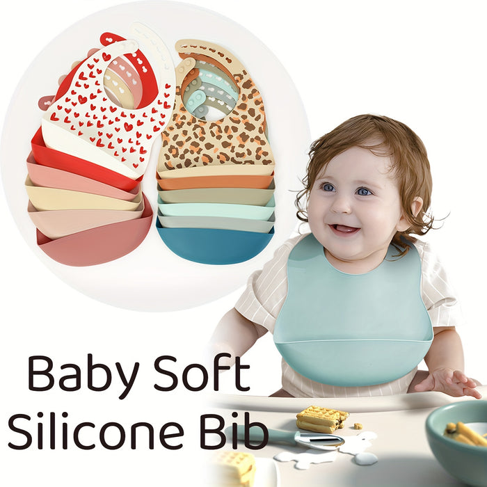 6pcs/3pcs/2pcs Combination Silicone Youngsters Bibs, BPA Free, Waterproof and Soft, Adjustable, Easy to Fold and Clean Youngsters Feeding Bibs, Suitable for Home Feeding
