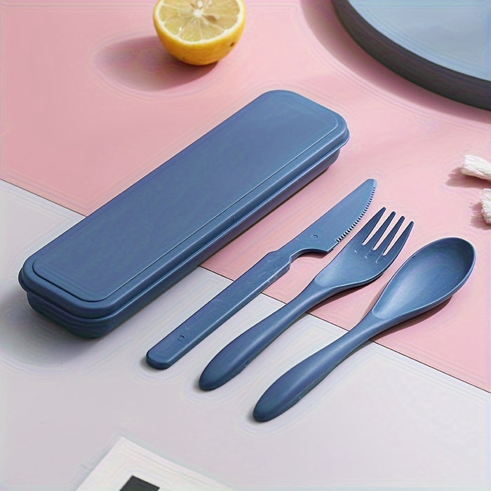 3 In 1 Camping Utensil Set - Reusable Utensils Set With Case, Travel Utensils, Portable Utensils Set - Plastic Case - For Outdoor Enthusiasts & Travelers - Perfect for Camping, Picnics & Everyday Use