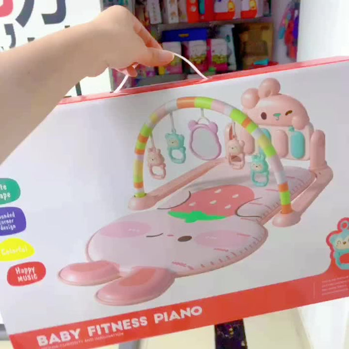 Bright Pink & Green Musical Youngsters Play Mat - Soft Padded Tummy Time Gym for Youngsters & Youngsters, Fun Activity Mat with Musical Notes & Animal Shapes, Easy Assembly, Durable PP Material