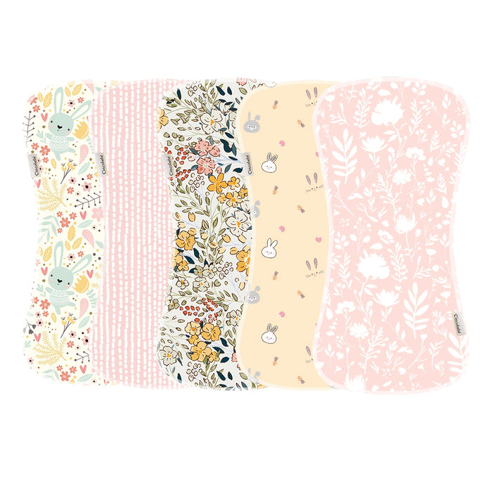 Cincobebé 5-pack Of Super Soft Burp Cloths For Newborns - Absorbent And Breathable With Cute Cartoon Unisex Design