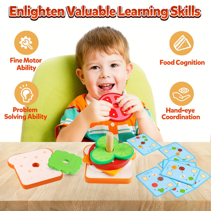Fun Wooden Sorting & Stacking Toy - Boost Hand-Eye Coordination - Christmas And Halloween Gift!