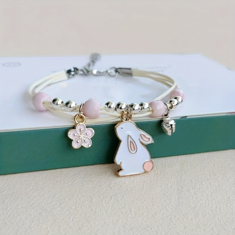 1pc Fashionable Cute Cartoon Bunny Bracelet, For Girls, Easter Gift