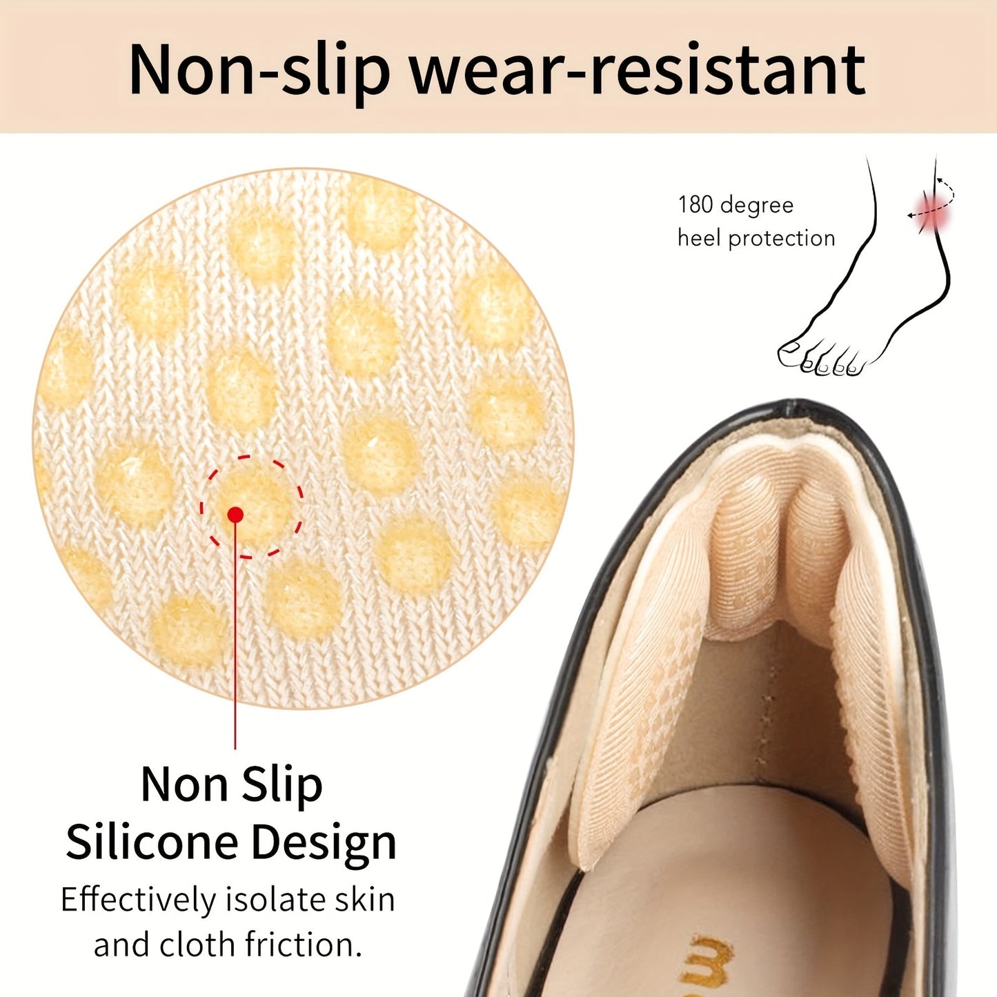 1 Pair/5 Pairs 4D Heel Stickers - Soft Polyester Pads for High Heels, Anti-Slip and Prevents Heel Wear, Invisible Design