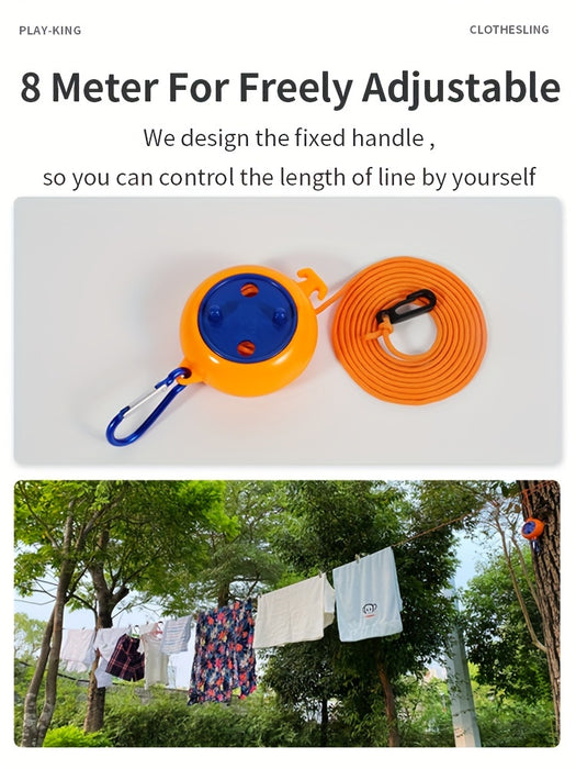 26ft Adjustable Portable Clothesline, Camping Laundry Drying Rope for Outdoor Travel, Fishing, Hiking