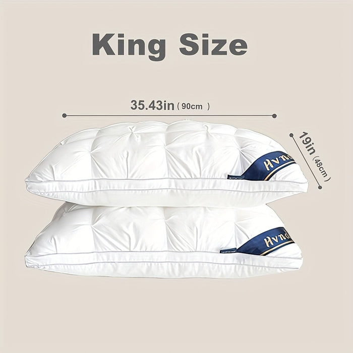 2-Piece Luxury Hotel-Quality Pillows, Deep Sleep Neck Support with Non-Sagging High-Pillow Inserts for All Seasons | Hypoallergenic Polyester Covers & Modern Design – Soft Texture Finish, Cooling and Cervical Spine Comfort