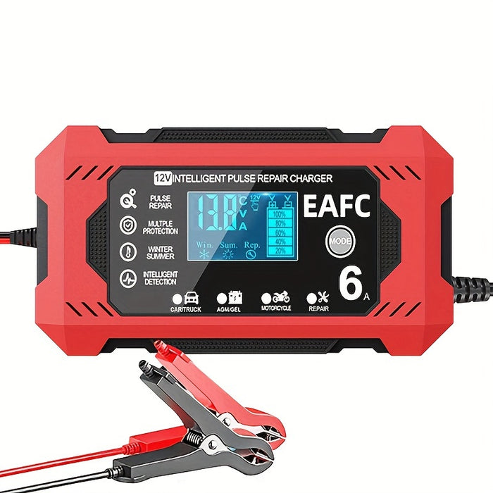 Car Battery Charger, 12V 6A Smart Battery Trickle Charger Auto 12V 24V Battery Maintainer for Car Truck Motorcycle Lawn Mower Marine Lead Acid Battery