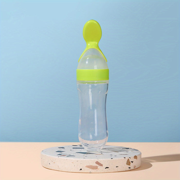 90ml/3oz Baby Silicone Spoon Feeder, Rice Paste Silicone Bottle & Spoon Set, Squeeze Food Feeder For Outside And Home Easter Gift