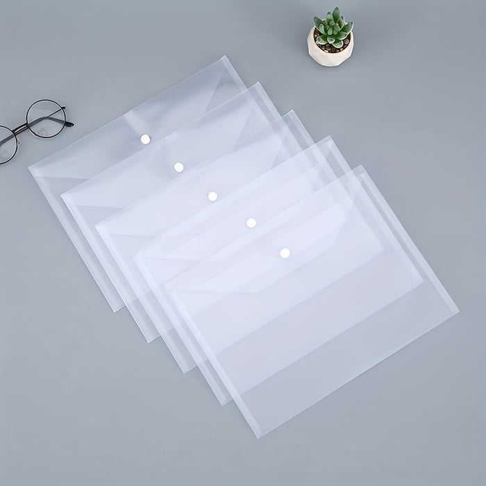 5/10pcs Transparent A4 File Bag - Diagonal Test Paper Buckle Storage Bag For Office Organizer And Document Pouch - Back To School Supplies