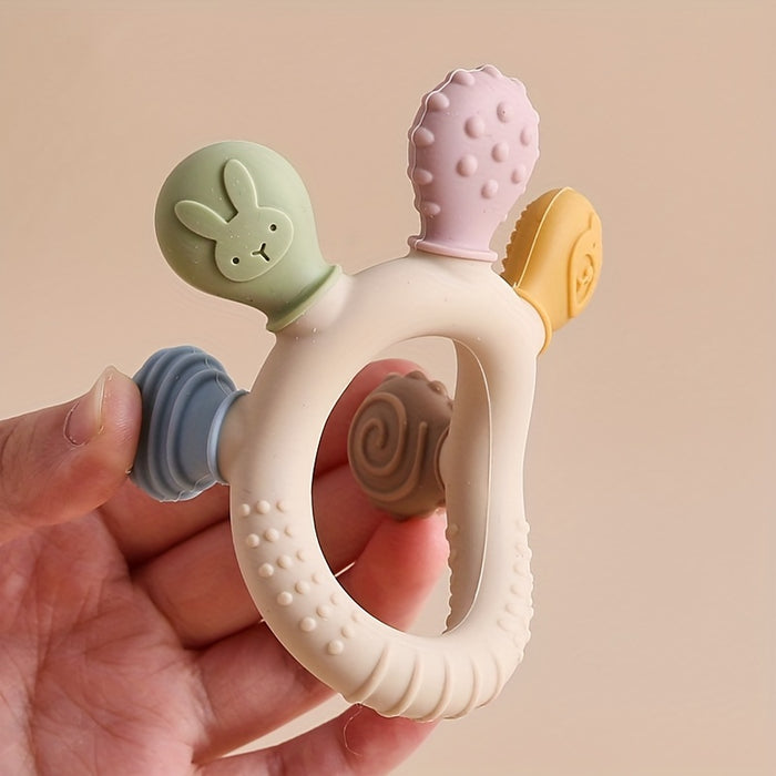 1pc Youngsters Hand Grip Teether, Cartoon Colorful Animal Teethers, Youngsters's Silicone Teethers, Youngsters Bath Gift, Christmas Halloween Gift