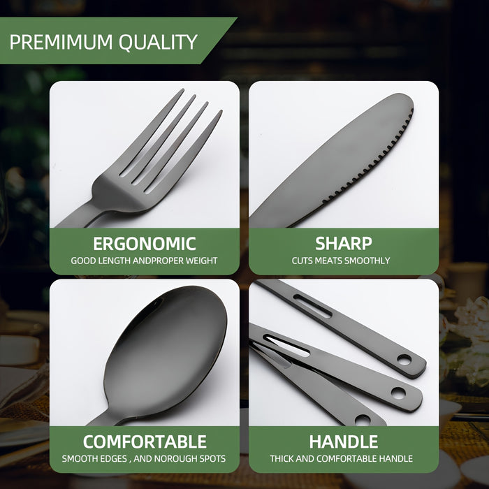 6pcs/set Stainless Steel Tableware Set - Knife, Fork & Spoon - Durable & Rust-Resistant - For Outdoor Camping, Picnics & Hiking - Ideal Gift for Adventurers