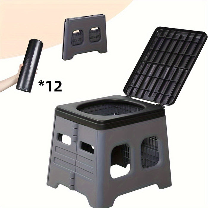 Portable Folding Emergency Toilet With Lid - Ideal For Camping, Hiking And Traveling By Vehicle | Durable ABS Material, Adult Portable Camping Toilet Adult Travel Potty Seat Traveling Outdoor Hiking Portable Folding Stool Wit