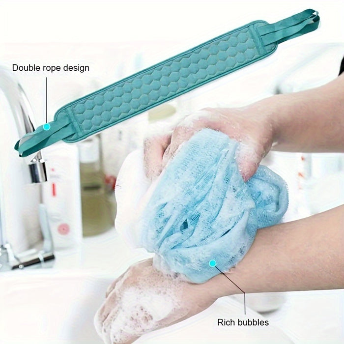 Deep Clean & Skin Renewal 3pcs Exfoliating Bath Set - Shower Scrubber, Back Brush & Mud Gloves