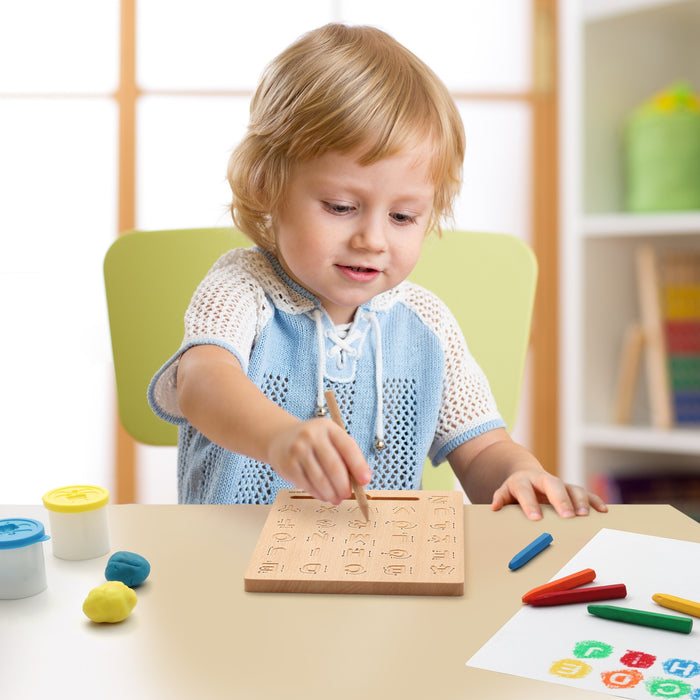 Coogam Wooden Letters Practicing Board - Double-Sided Alphabet Tracing Tool - Educational Toy Game for Fine Motor Skills - For Preschool Kids Aged 3-5 Years - Perfect Gift for Learning ABCs