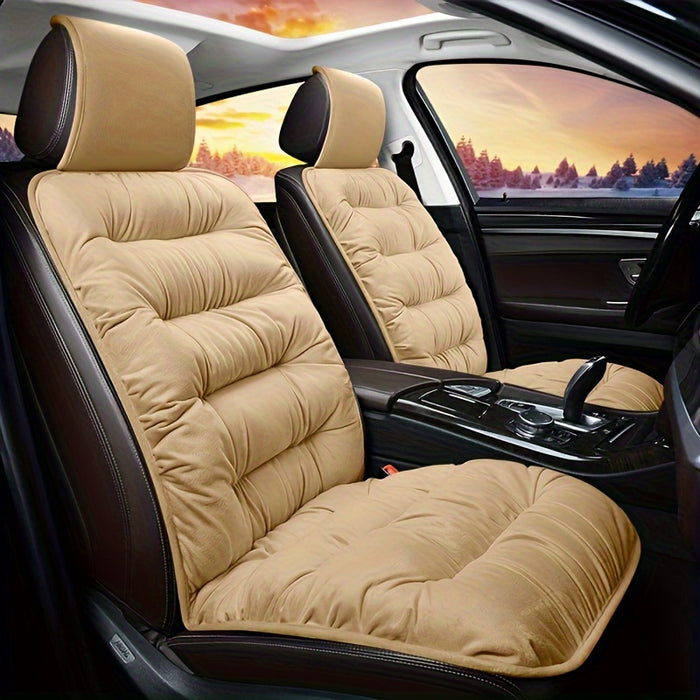 New Car Seat Cushion for Winter, Plush Front Single Seat, Thickened for Winter Use, Universal Car Mat with Backrest, Compatible Seat Cover.