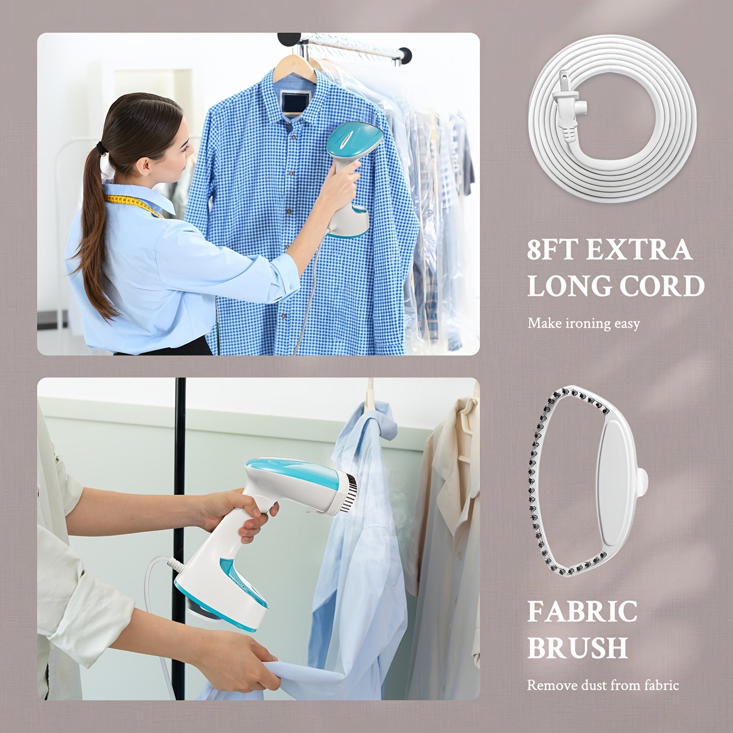 Folding Handheld Clothes Steamer, 20g/ min Strong Steam Output, 25-Sec Fast Heat-up, Garment Wrinkle Remover for Home, Office & Travel, Aqua, By Yabano