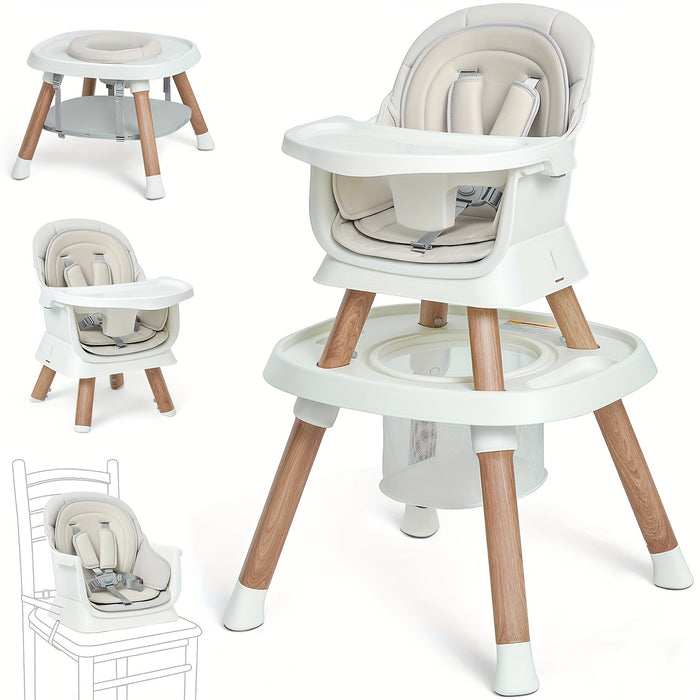 14-In-1 Baby High Chair Baby Seat, Convertible Multifunctional Infant And Toddler High Chair With Activity Center And Tray (Wood Grain) As Halloween, Christmas Gift