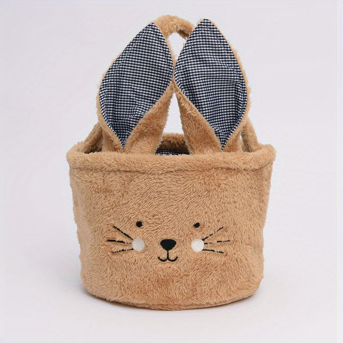 (Embroidery Customization) Easter Fashion Personalized Plush Two Picture Handheld Basket, Storage Basket, Storage Basket, Storage Bag, Personalized Embroidery Customization, Perfect Easter Gift, Best Gift for Family, Lovers a