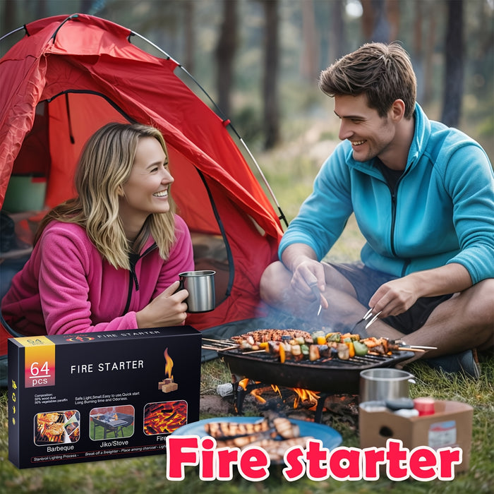 Water Resistant Odourless Fire Starter Squares - Fire Starters for Fireplace, Chimney, BBQ Grill, Camping Fire, Wood Stove - Camping Accessories