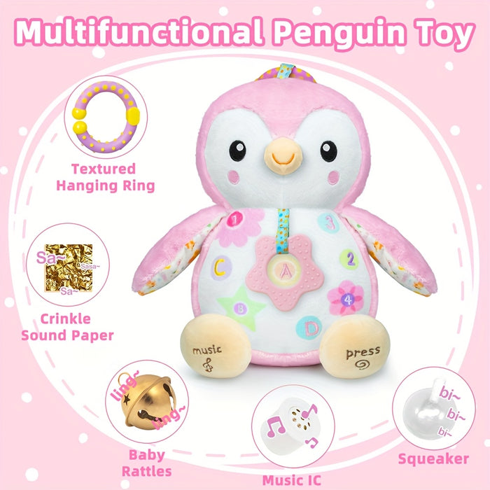 Penguin Baby Toys 0-6-12 Months, Stuffed Animal Plush Toy, Textured HangingRingRattles & Crinkle Sound Paper, Tummy Time Toys For Newborns Toys For 0-6.12Months Boy/Girls, Valentine'S Day, Halloween, Christmas, Easter, And Bi