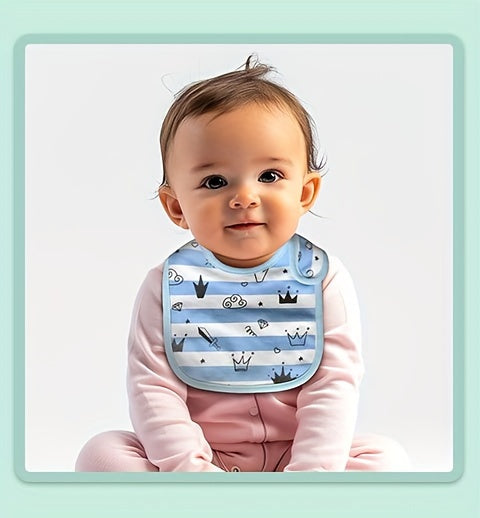12pcs Set Of Cartoon-printed, Adjustable Snap-on Waterproof Feeding Bibs for Boys And Girls, Suitable for Spring, Summer, Autumn, And Winter.