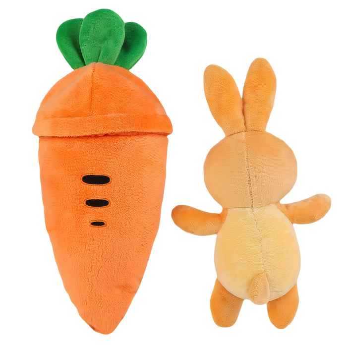 Easter Bunny Plush Toy with Zip-Up Carrot Hideaway - 11" Orange Polyester Stuffed Animal, Perfect for Birthday & Holiday Gifts, Cozy Sofa Decor