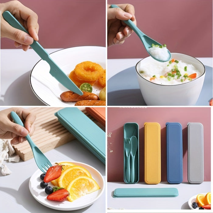 3 In 1 Camping Utensil Set - Reusable Utensils Set With Case, Travel Utensils, Portable Utensils Set - Plastic Case - For Outdoor Enthusiasts & Travelers - Perfect for Camping, Picnics & Everyday Use