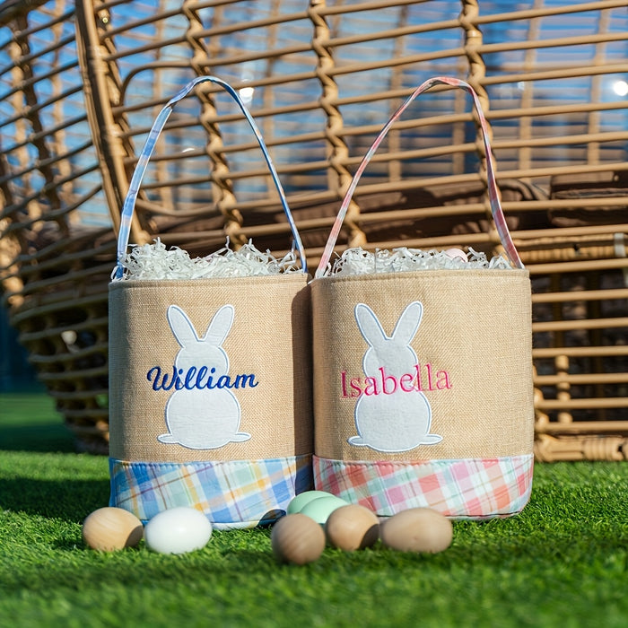 1pc Personalized Easter Basket with Custom Name, Bunny Design, Boy or Girl Easter Bucket, Lettered Easter Basket, Easter Gift
