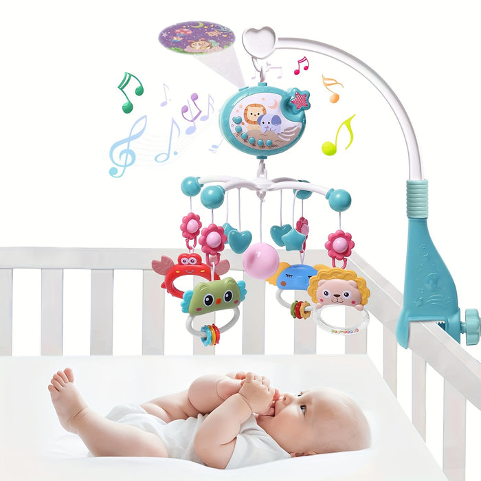 Baby Musical Mobile Crib With Music And Lights, Projection, Take-Along Rattle And Music Box For Babies Boy Girl Toddler Sleep