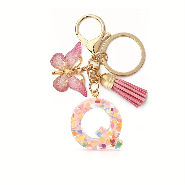 1pc Initial Letter Keychain Pendant Resin Letter Keychain Purse Backpack Accessories