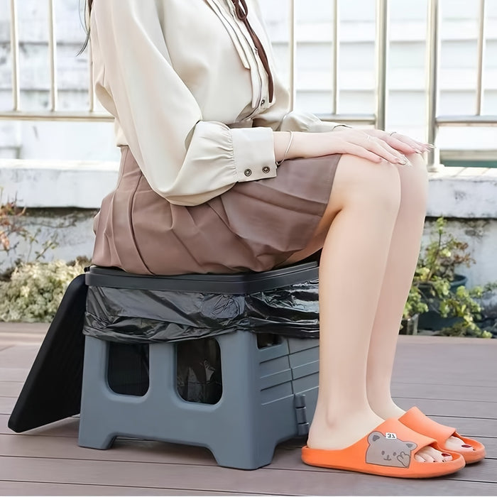 Portable Folding Emergency Toilet With Lid - Ideal For Camping, Hiking And Traveling By Vehicle | Durable ABS Material, Adult Portable Camping Toilet Adult Travel Potty Seat Traveling Outdoor Hiking Portable Folding Stool Wit